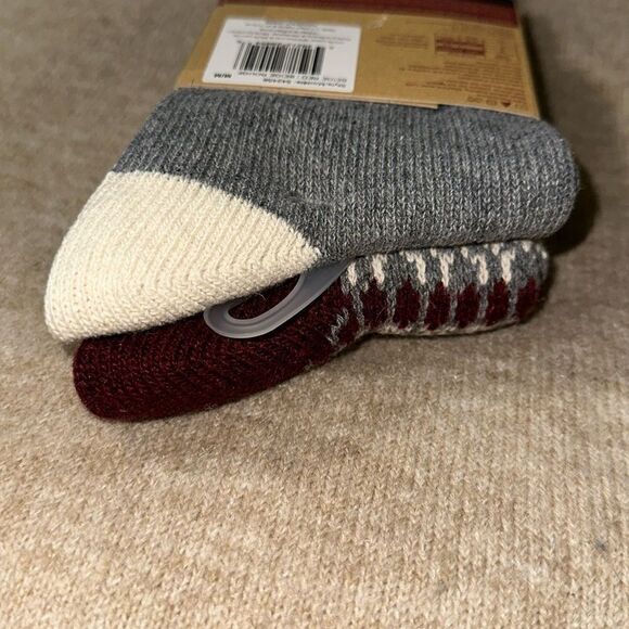 KODIAK Thermal Beige Burgundy Gray M US W 4-10 Sweater Wool Boot Socks 2pk - Picture 6 of 10